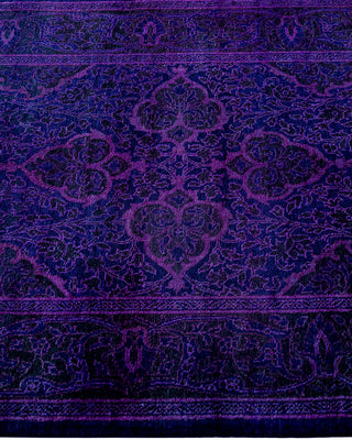 Contemporary Hand-Knotted Overdyed Purple Runner 2' 7" x 13' 10"