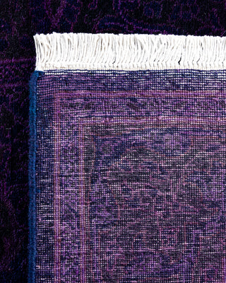 Contemporary Overyed Wool Hand Knotted Purple Runner 2' 7" x 13' 10"