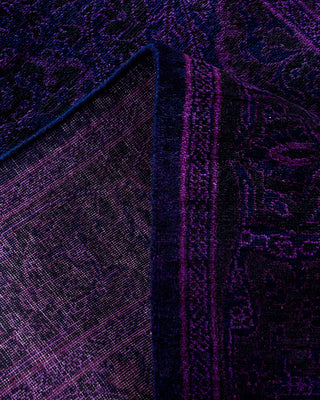 Contemporary Hand-Knotted Overdyed Purple Runner 2' 7" x 13' 10"