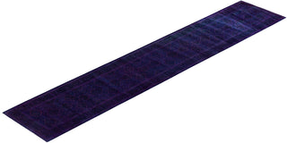 Contemporary Overyed Wool Hand Knotted Purple Runner 2' 7" x 13' 10"