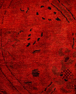 Contemporary Overdyed Wool Hand Knotted Orange Area Rug 3' 3" x 5' 4"