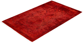 Contemporary Overdyed Wool Hand Knotted Orange Area Rug 3' 3" x 5' 4"