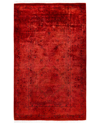 Contemporary Overdyed Wool Hand Knotted Orange Area Rug 3' 3" x 5' 4"