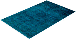 Modern Overdyed Hand Knotted Wool Blue Area Rug 3' 1" x 5' 1"