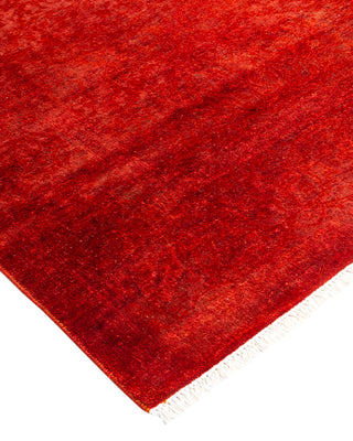 Modern Overdyed Hand Knotted Wool Red Area Rug 4' 3" x 6' 1"