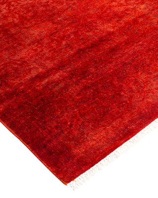 Contemporary Hand Knotted Overdyed Red Area Rug 4' 3" x 6' 1"