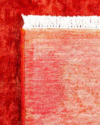 Contemporary Hand Knotted Overdyed Red Area Rug 4' 3" x 6' 1"