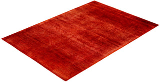 Modern Overdyed Hand Knotted Wool Red Area Rug 4' 3" x 6' 1"