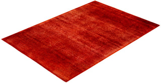 Contemporary Hand Knotted Overdyed Red Area Rug 4' 3" x 6' 1"