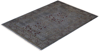 Modern Overdyed Hand Knotted Wool Gray Area Rug 4' 3" x 5' 10"