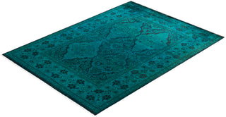 Contemporary Hand-Knotted Overdyed Blue Area Rug 4' 1" x 5' 7"