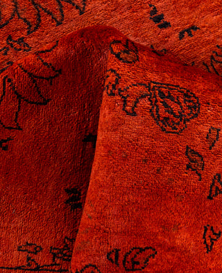Contemporary Overdyed Wool Hand Knotted Orange Area Rug 4' 9" x 6' 10"