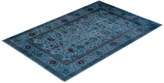 Modern Overdyed Hand Knotted Wool Blue Area Rug 5' 4" x 7' 10"