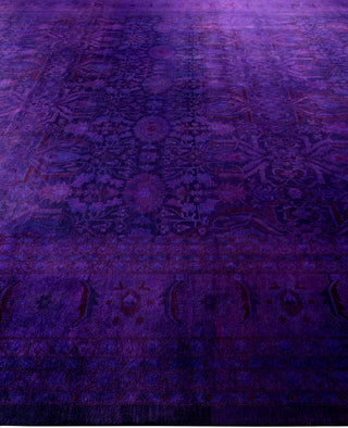 Overdyed One-of-a-Kind Wool Purple Area Rug 12' 3" x 15' 4"