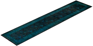 Contemporary Hand Knotted Overdyed Black Runner 2' 7" x 12' 0"
