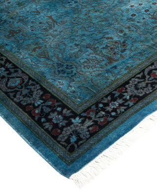 Modern Overdyed Hand Knotted Wool Blue Runner 2' 7" x 19' 8"