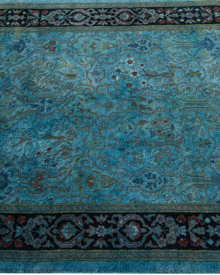 Contemporary Hand-Knotted Overdyed Blue Runner 2' 7" x 19' 8"