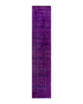 Contemporary Overyed Wool Hand Knotted Pink Runner 2' 6" x 12' 5"
