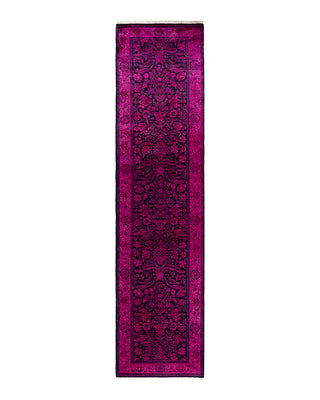 Contemporary Overyed Wool Hand Knotted Pink Runner 2' 7" x 10' 4"