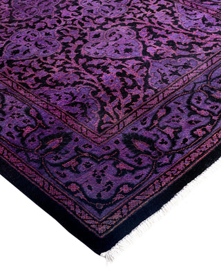 Contemporary Overyed Wool Hand Knotted Purple Runner 2' 7" x 6' 3"