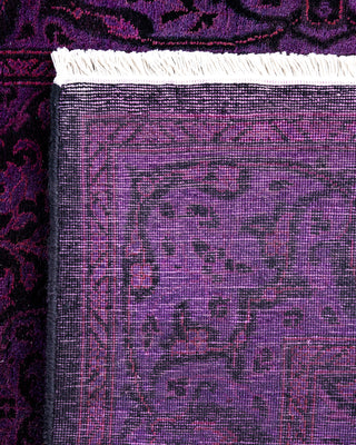 Contemporary Overyed Wool Hand Knotted Purple Runner 2' 7" x 6' 3"