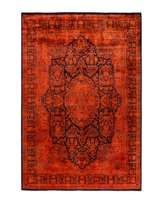 Contemporary Overyed Wool Hand Knotted Orange Area Rug 6' 1" x 8' 10"