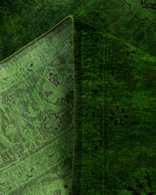 Contemporary Hand-Knotted Overdyed Green Area Rug 6' 2" x 8' 10"