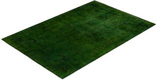 Contemporary Hand-Knotted Overdyed Green Area Rug 6' 2" x 8' 10"