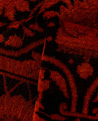 Contemporary Overdyed Wool Hand Knotted Orange Area Rug 4' 3" x 6' 1"