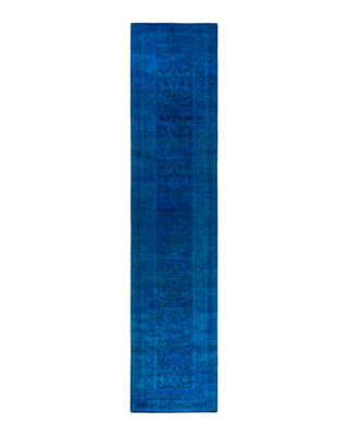 Fine Vibrance, One-of-a-Kind Hand-Knotted Runner Rug  - Blue, 2' 7" x 11' 8"
