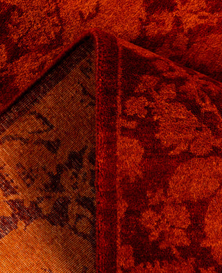 Contemporary Overdyed Wool Hand Knotted Orange Runner 2' 8" x 8' 1"