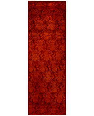 Contemporary Overdyed Wool Hand Knotted Orange Runner 2' 8" x 8' 1"