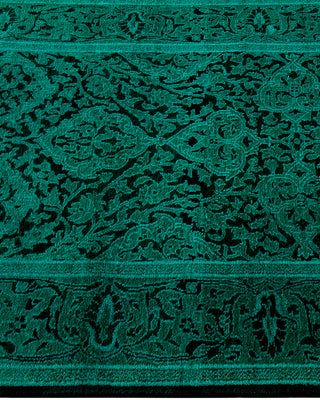 Contemporary Hand-Knotted Overdyed Green Runner 2' 7" x 19' 3"
