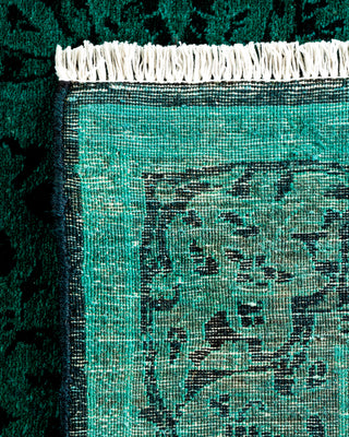 Contemporary Hand-Knotted Overdyed Green Runner 2' 7" x 19' 3"