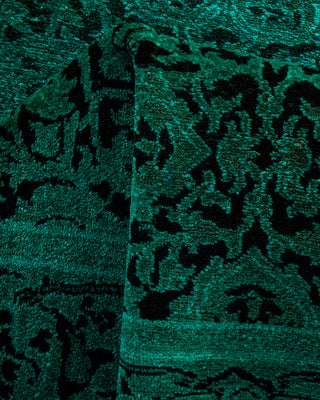 Contemporary Hand-Knotted Overdyed Green Runner 2' 7" x 19' 3"