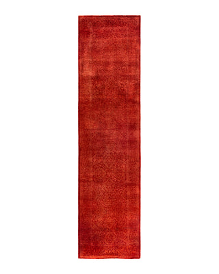 Contemporary Overyed Wool Hand Knotted Orange Runner 2' 5" x 9' 9"
