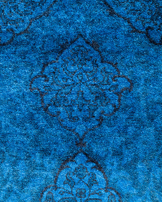 Contemporary Hand-Knotted Overdyed Blue Runner 2' 8" x 7' 10"