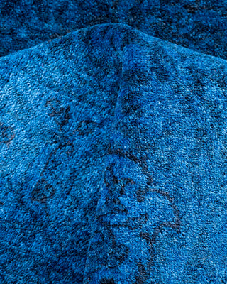 Contemporary Hand-Knotted Overdyed Blue Runner 2' 8" x 7' 10"
