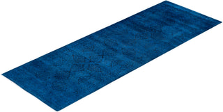 Contemporary Hand-Knotted Overdyed Blue Runner 2' 8" x 7' 10"