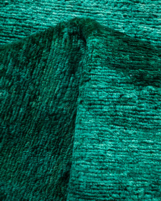 Contemporary Hand-Knotted Overdyed Green Runner 2' 6" x 17' 5"
