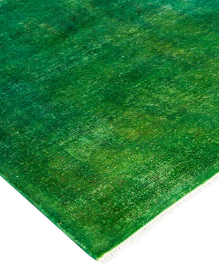 Modern Overdyed Hand Knotted Wool Green Area Rug 9' 2" x 11' 8"