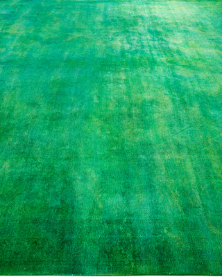 Contemporary Hand Knotted Overdyed Green Area Rug 9' 2" x 11' 8"