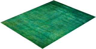 Modern Overdyed Hand Knotted Wool Green Area Rug 9' 2" x 11' 8"