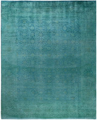 Overdyed Hand-Knotted Wool Modern-Contemporary Blue Area Rug 8' 3" x 10' 1"