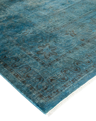Modern Overdyed Hand Knotted Wool Blue Area Rug 8' 2" x 9' 10"
