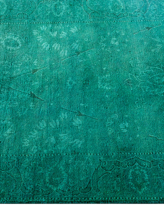 Contemporary Hand-Knotted Overdyed Green Runner 2' 7" x 11' 8"