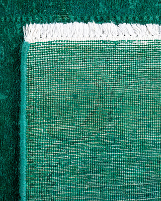 Contemporary Overyed Wool Hand Knotted Green Runner 2' 7" x 11' 8"