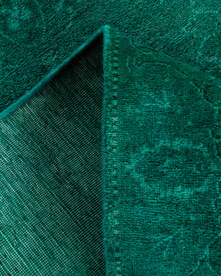 Contemporary Overyed Wool Hand Knotted Green Runner 2' 7" x 11' 8"
