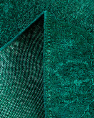 Contemporary Hand-Knotted Overdyed Green Runner 2' 7" x 11' 8"