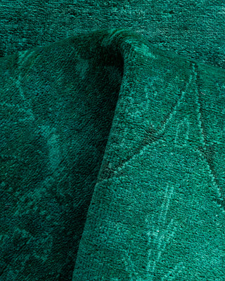 Contemporary Hand-Knotted Overdyed Green Runner 2' 7" x 11' 8"